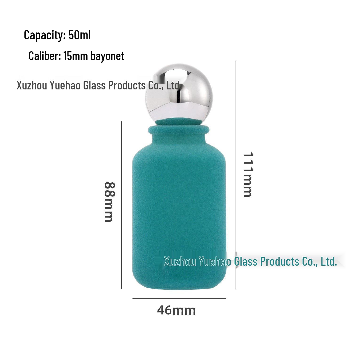 50ml Glass Spray Perfume Bottle with Zinc Alloy Flocked Cap