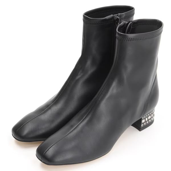 JILL STUART SHOE Fashion Boots, Jewel Heel Stretch Short Boots 6593, Black