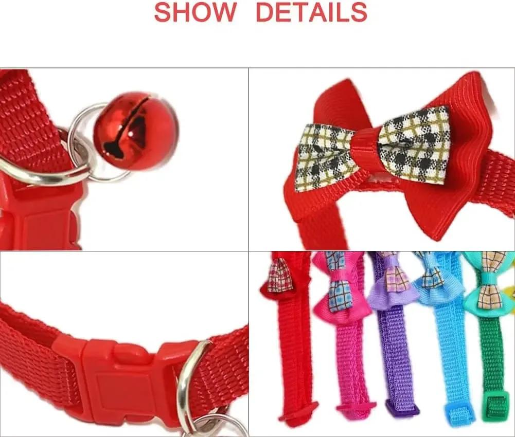 Adjustable Cat Collar with Bow and Bell X7 Pcs 7pcs