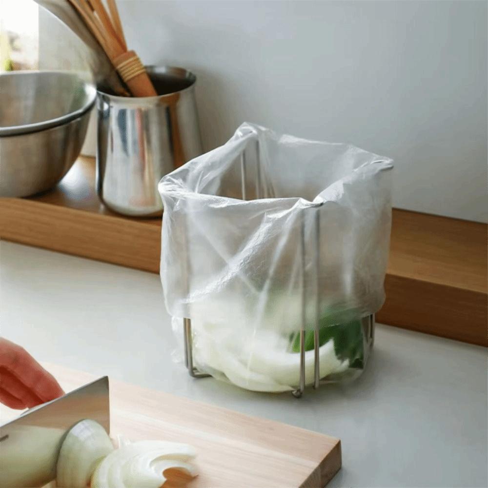 Adjustable Steel Trash Bag Support Foldable Sink Garbage Organizer Trash Bag Holder Countertop