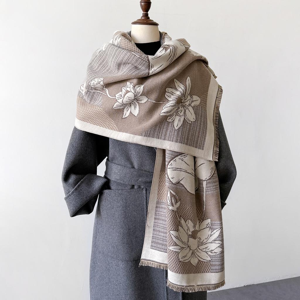 Winterschal für Damen Lang Warme Kaschmir-Imitation Schals Hijab Einfarbig Damen Stola Wickeltuch Weiblich Pashmina Bandana Kopftücher