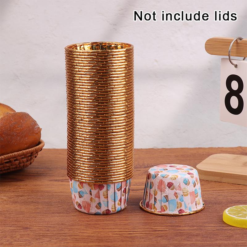 50Pcs/set Disposable Cupcake Cups Or Lids Muffin Cups Heat Resistant Glossy Cupcake Liners DIY Baking Supplies Kitchen Gadgets