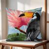 Toucan Cushion Cover Natural Linen Organic Fabric DoubleSided Printing Couch Pillow Covers Home Decor Gift
