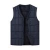 Men Waistcoat V-Neck Sleeveless Single Breasted Quilted Vest Coat with Zipper Pockets Solid Color Plush Lining Thickened Thermal Vest Jacket