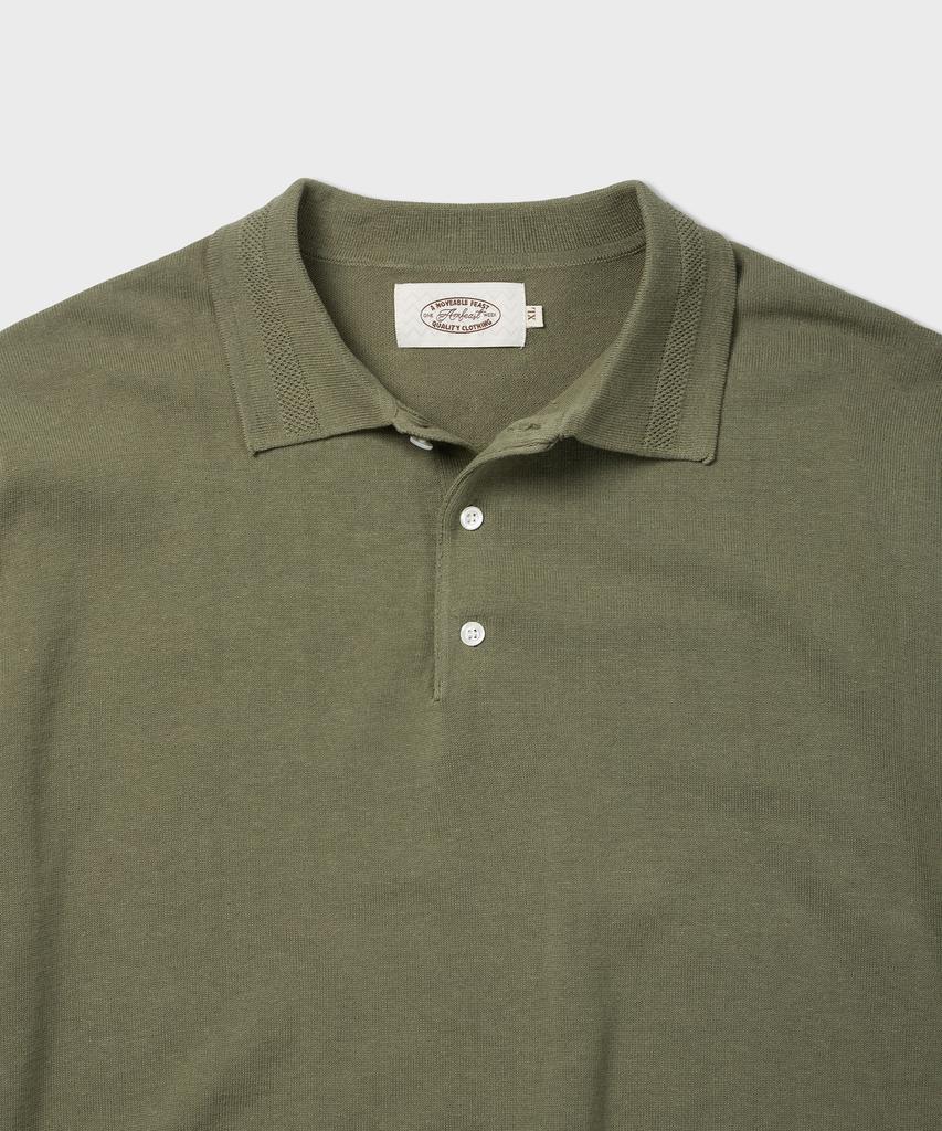 AMFEAST (100% Cotton) Essential Polo Half Knit Olive