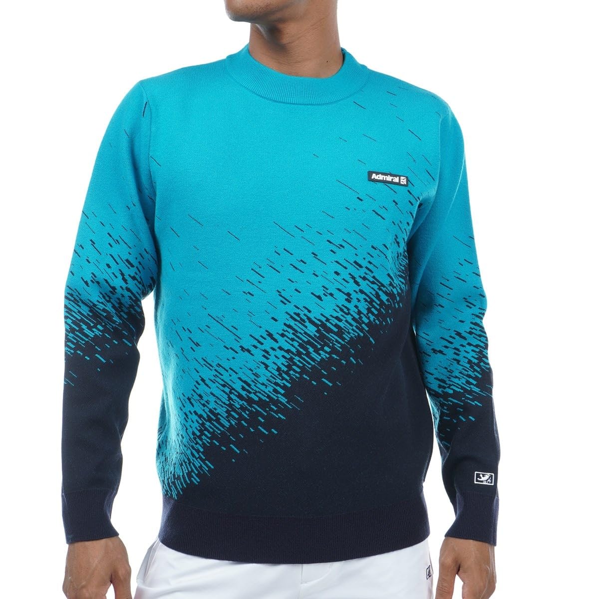 

Admiral Golf Men s Star Trail Jacquard Mock Sweater ADMA394, Turquoise