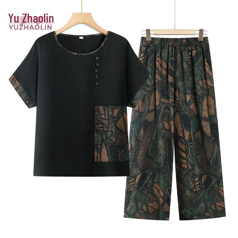 YUZHAOLIN Women s Summer Casual Short-Sleeve Two-Piece Set XXL