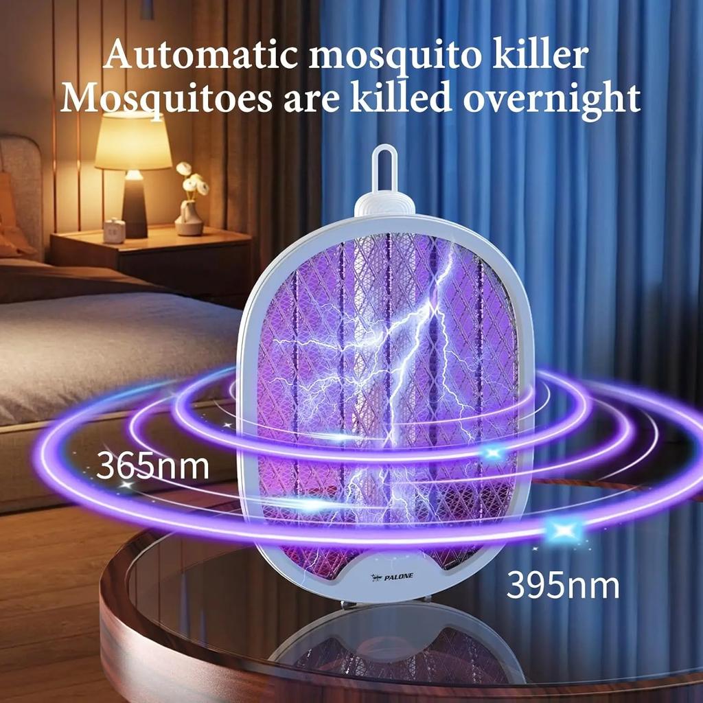 Electric Fly Swatter Upgraded Foldable Bug Zapper Racket USB Rechargeable 4000V Mosquito Insect Killer for Indoor Outdoor