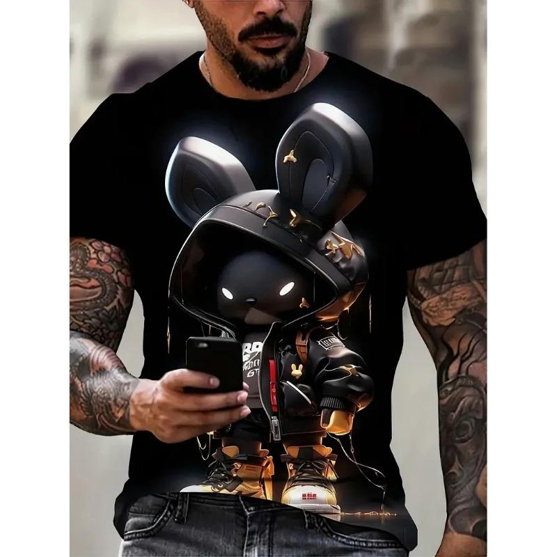 Lustiges T-Shirt mit 3D-Tierdruck für Männer, Straßentrend, Harajuku-Kleidung, lässig, O-Ausschnitt, kurzärmelig, modisch, atmungsaktiv, Sommeroberteile