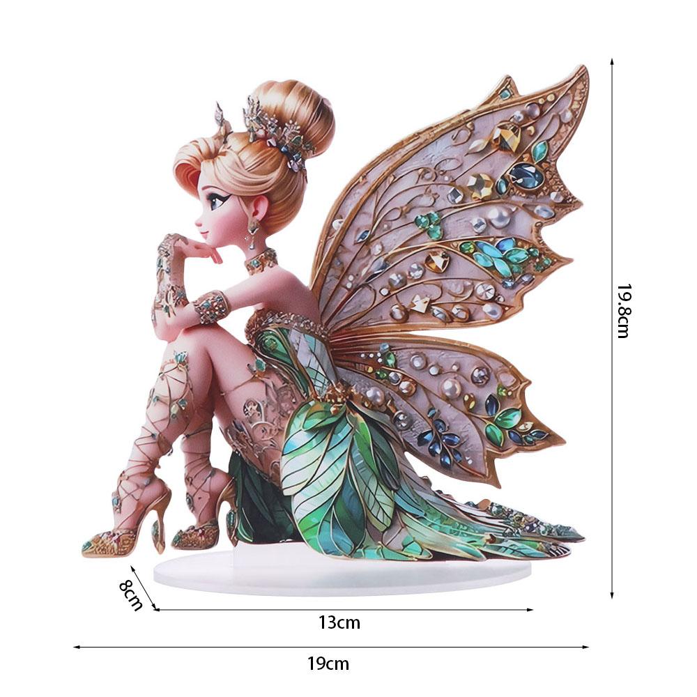 With Base Acrylic Fairy Statue Ornament 2D Flat Desktop Ornament Creative Fairy Figurine  Office