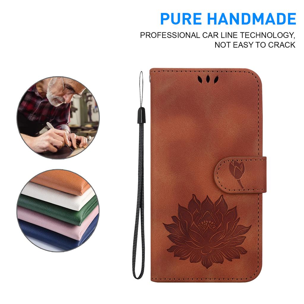 For Xiaomi Redmi Note 13 4G Wallet Case Lotus Pattern Leather Protective Phone Cover
