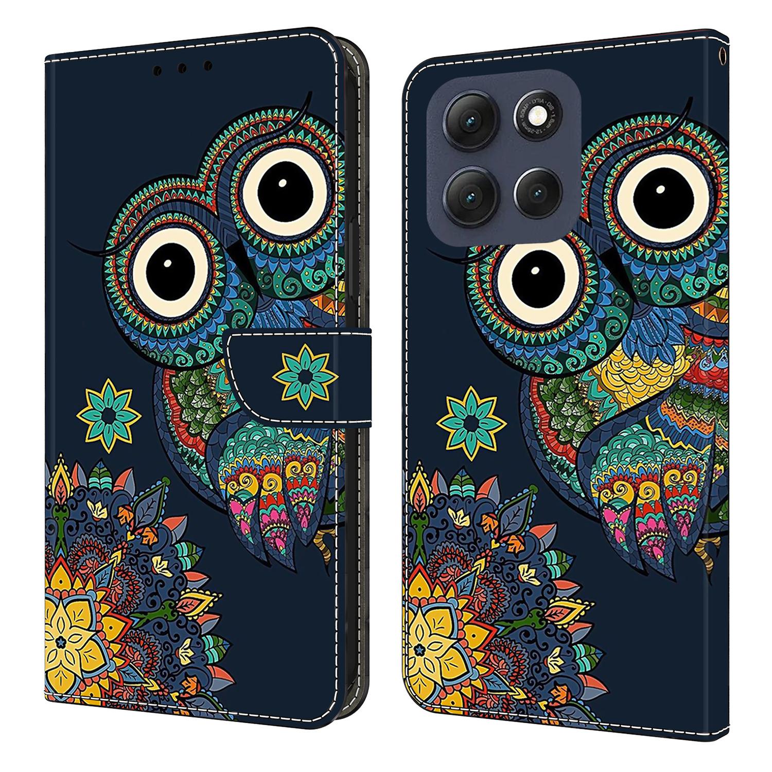 

Для Motorola Moto G56 5G Кошелек Чехол С Принтом PU Кожа Флип Подставка Чехол для Телефона Mandala Owl