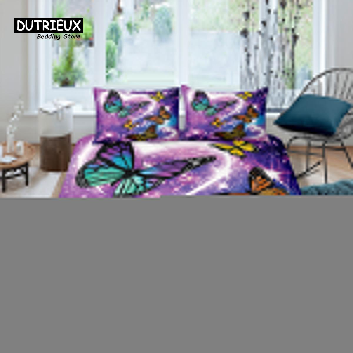 

Home Living Luxury 3D Butterfly Bedding Set Girl Duvet Cover Set Pillowcase Kids Bedding Set Queen and King EU/US/AU/UK Size EU single(135x200cm)