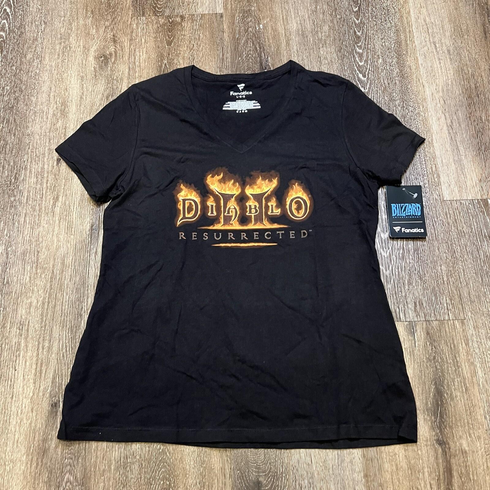 Blizzard Diablo 2 II Resurrected Women Large Black Video Game Promo RPG V Neck Unisex T-Shirt XXXL