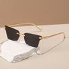 Randlose Cat-Eye-Sonnenbrille Damen Stilvoll Vintage Farbverlauf Mehrfarbiges Glas Ins Trendige Luxusmarke Designer Sonnenbrille