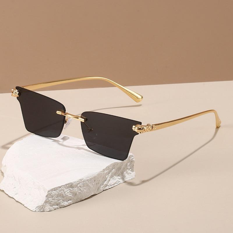 Randlose Cat-Eye-Sonnenbrille Damen Stilvoll Vintage Farbverlauf Mehrfarbiges Glas Ins Trendige Luxusmarke Designer Sonnenbrille