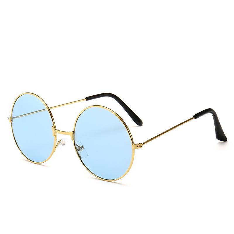 Harajuku Runde Brille Retro Runder Rahmen Sonnenbrille Hippie Ozean Party Farbige Gläser Metallrahmen Prinzenbrille