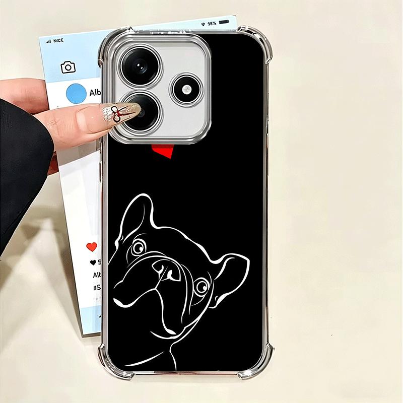 French Bulldog Black Desgin Plating Phone Case For Xiaomi Poco X5 X6 X7 X8 Pro Max F8 Ultra F7 M8 M7 M5S Redmi 15C 15 14C 13C 13