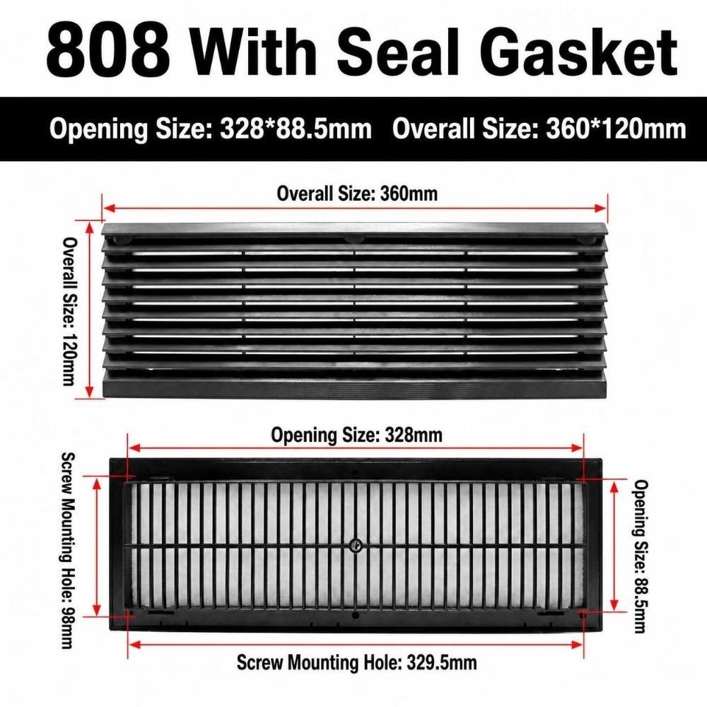Black Vent Grille Waterproof Louver Vent Air Ventilation System Fan Grille Electric Cabinet