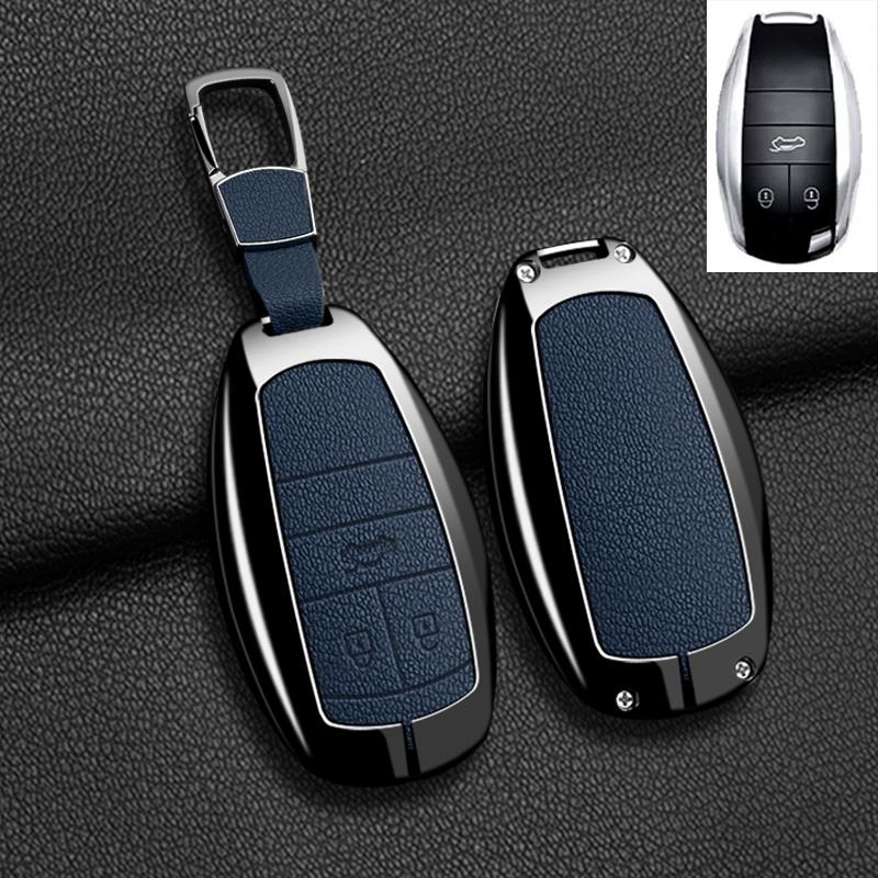Metal+Leather Car Key Cover Shell Fob For Bentley Bentayga - 2Ahmv-Yk1 Car Key Case Cover For Bentley Keyring Accessorie