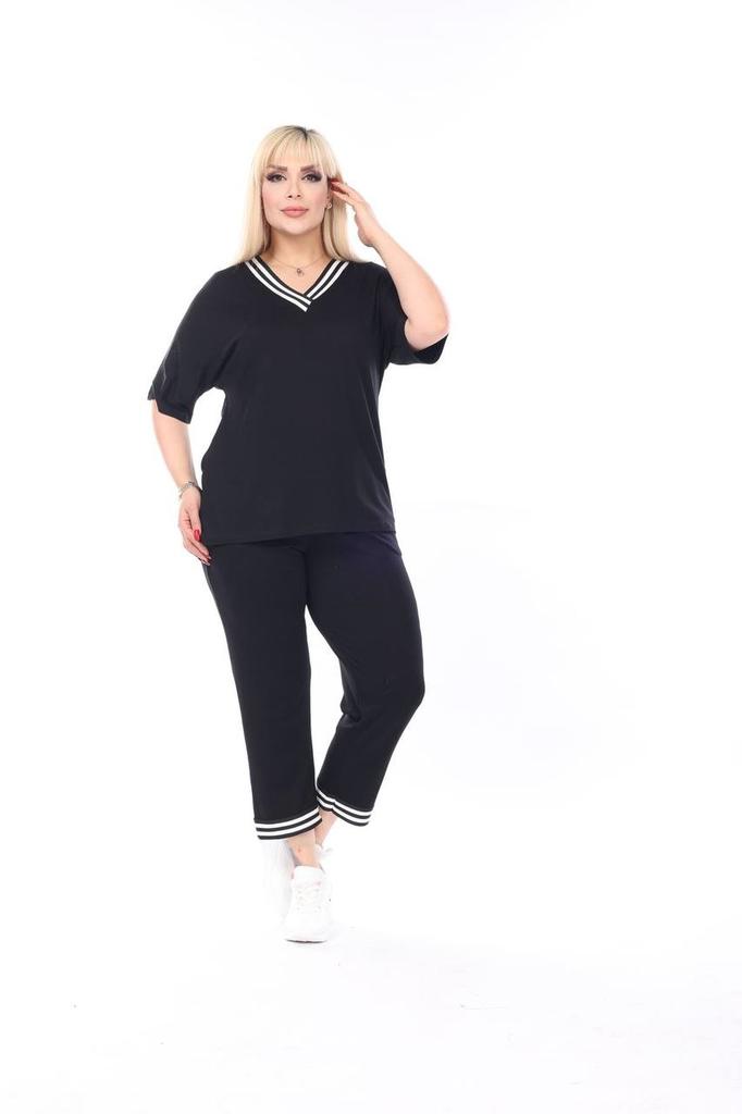 Damski Modny Zestaw Dresowy w Dużym Rozmiarze Odzież Plus Size Super Wygodny Prążkowany Garnitur Nowy Sezon