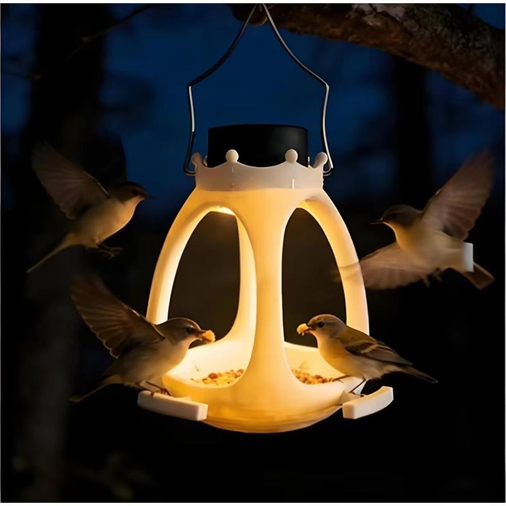 Creative Crown Bird Feeder LED Light Hanging Wild Bird Feeder Bird Food Container  Various Birds