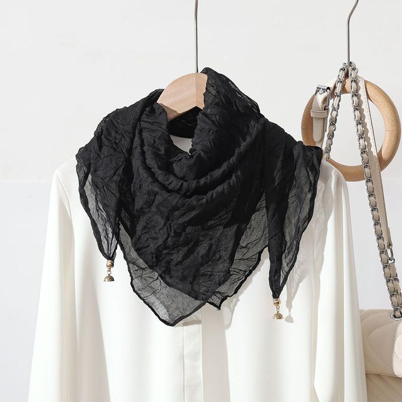 Women Scarf for Women Fashion Square Scarf Bohemian With Magnetic Buckle Casual Long Pleated Outings