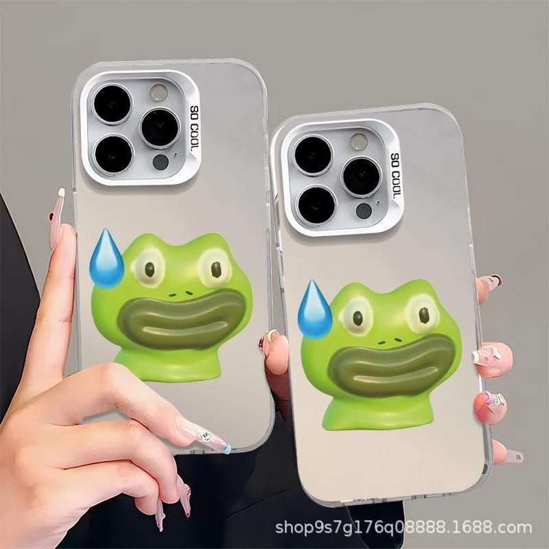 Applicable to Apple 15 new creative 14/13/12 sweating frog color silver explosion 11 anti-drop mobile phone case xsmax