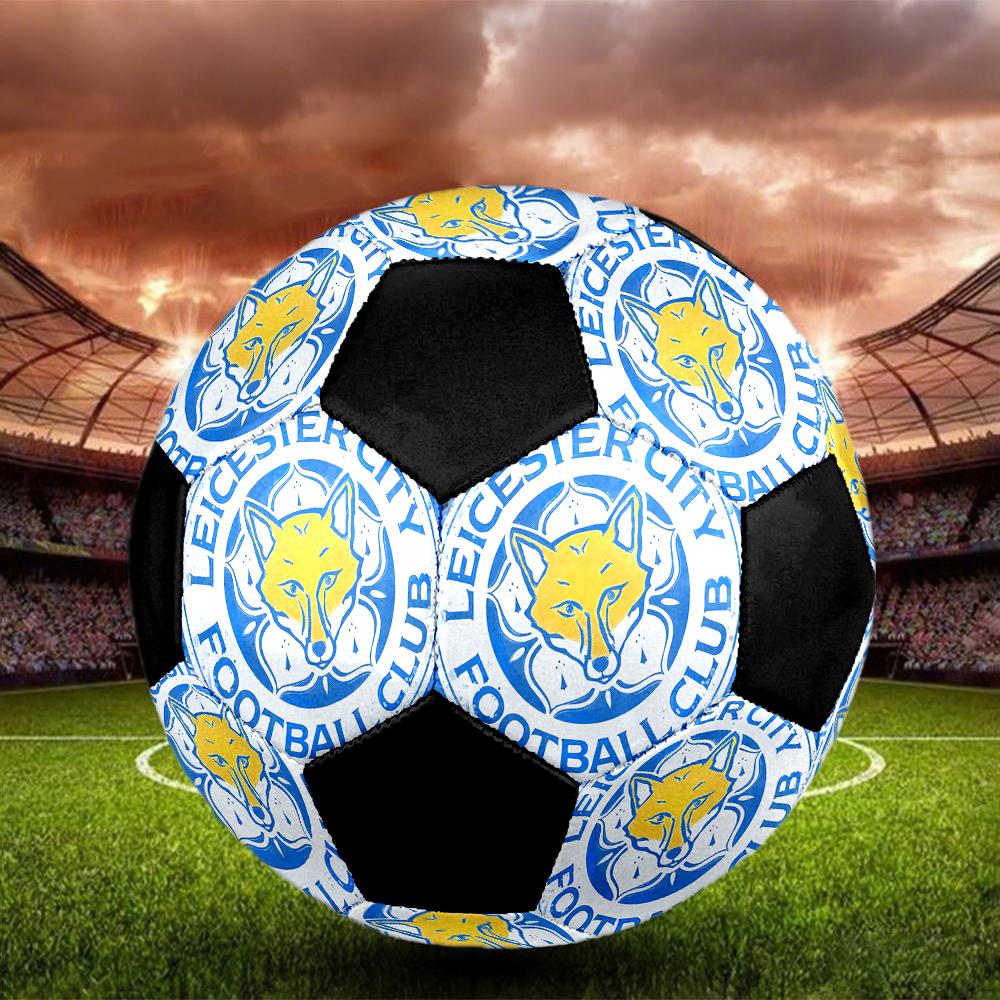 SIZE 5 Leicester City FC Soccer Ball Colorful All Ages Machine Stitched PVC Competition Ready Durable High-Bounce