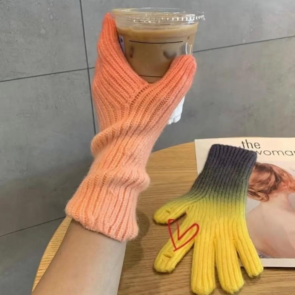 Fingertip Openings Knit Gloves Thick Touchscreen Gloves New Winter Gloves  For Women Men