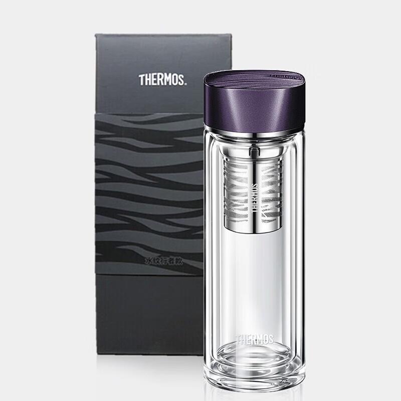 Thermos Water Ripple Portable Double-Layer Glass Cup 400ml