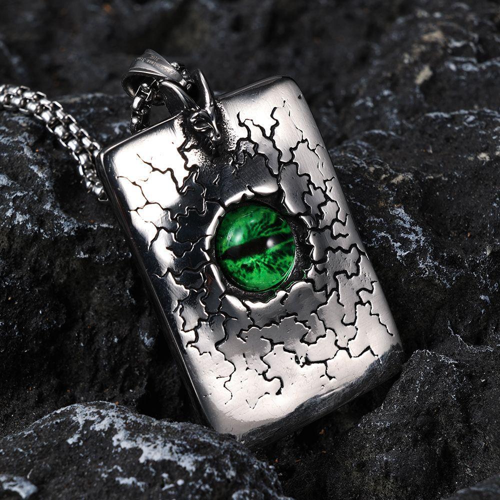 Split Ground Pattern Devil s Eye Necklace, Exaggerated Personalized Street Auction Pendant Sweater Chain