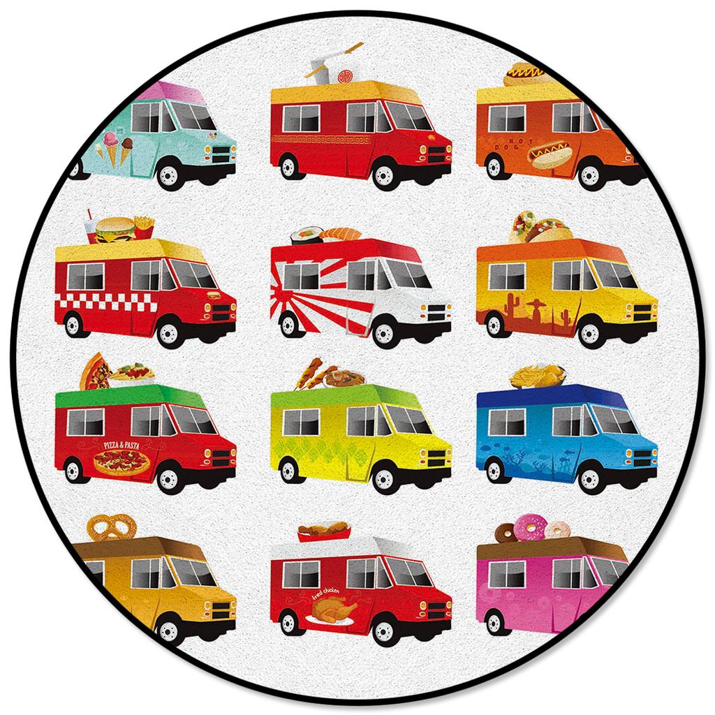 Retro Bil Plakat Vei Kjøkken Teppe Rundt Teppe Stue Kjæledyrfôring Spisestue Interiørmatte