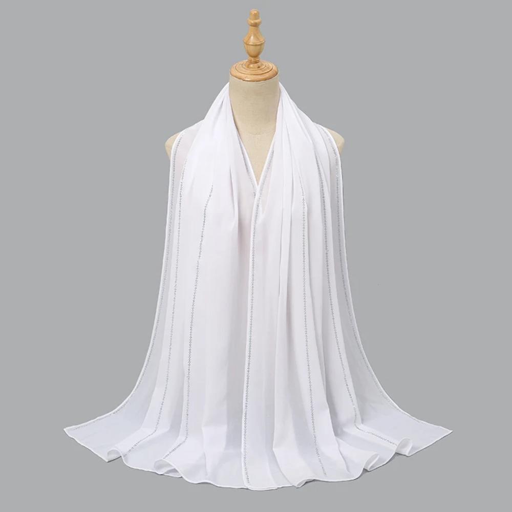 

Новые хиджабы из шифона с бриллиантами, шарфы, женские мусульманские шали, стразы, головной платок, обертывания, тюрбан, исламская одежда, однотонная бандана, буфанды