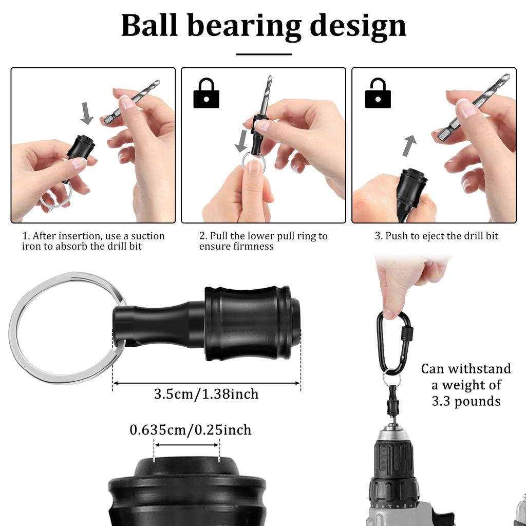 18Pcs 1/4" Hexagonal Shank Screwdriver Head Holder Extension Rod Key Chain Adapter Drill Bit Aluminum Alloy Drill Extension Bit