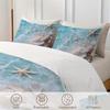 2/3Pcs Beach Waves Shell Print Duvet Cover Set (1 Duvet Cover + 1/2 Pillowcase, Without Core), Summer Ocean Theme Bedding Set