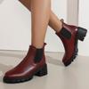 Black Women's Ankle Boots Autumn Winter 2025 Short Boot Shoes Red Block Low Heels Party Footwear Shoes Large Size Brand Designer