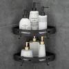 No-Drilling Corner Shower Shelf Metal with 2 Hooks for Shower Anti-Rust Holder Self-Adhesive for Bathroom Items 2 Pieces (Black)