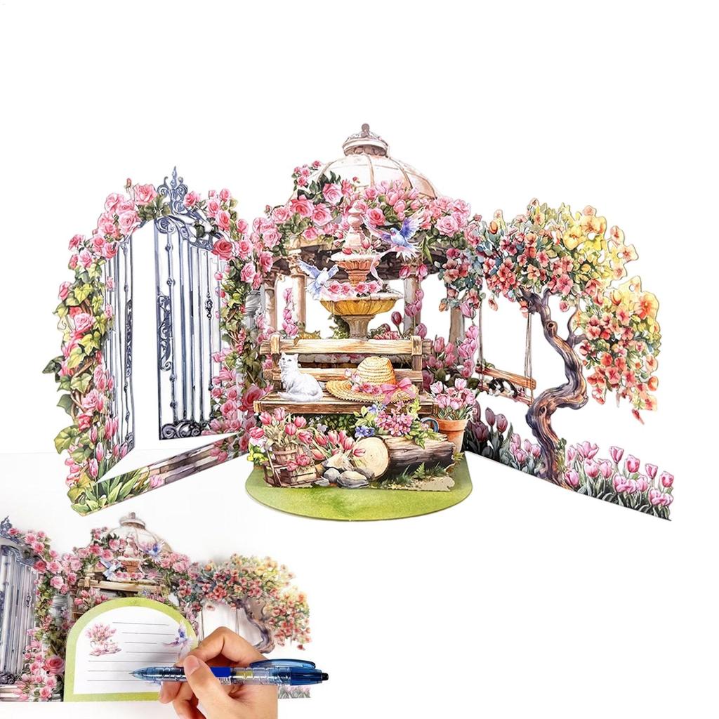 3D Birthday Greeting Cards Garden Theme Birthday Blessing Supplies Valentine's Day Cards For Craft Lovers Parents Husbands