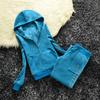 2 Pieces of Women's Outfit Fall Winter Women's Tracksuit Crystal Hoodies and Pant Sets Y2K Velvet Tracksuit