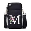 New Letter-printed Black Oblique Span Bag, Mobile Phone Bag, Light To Carry, Vertical Length and Width Change Bag