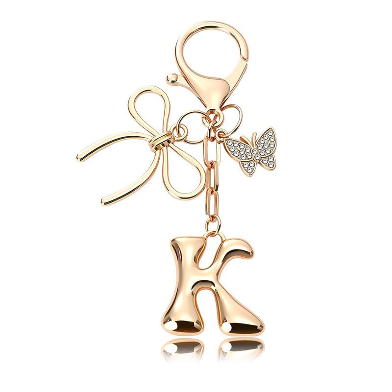 Chaveiro Fashion Borboleta Letra A-Z Feminino Menina Brilhante Fofo Mochila Chave de Carro Acessórios Cordão Pingente de Metal com Letra Presente