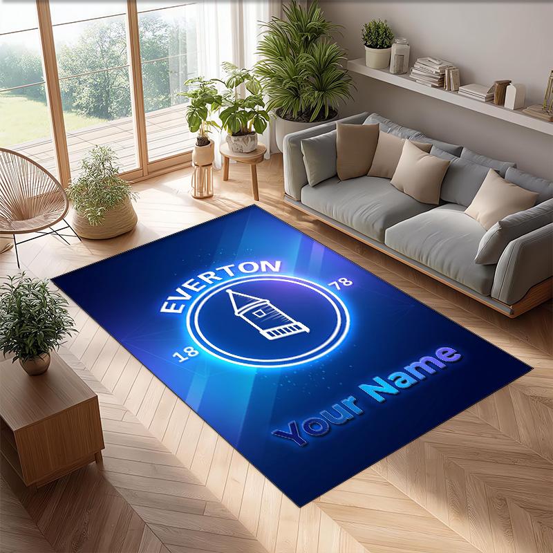 Everton FC Printed Crystal Velvet Rug Non‑Slip Crystal Velvet Carpet For Sofa Bedroom Indoor Home Decoration