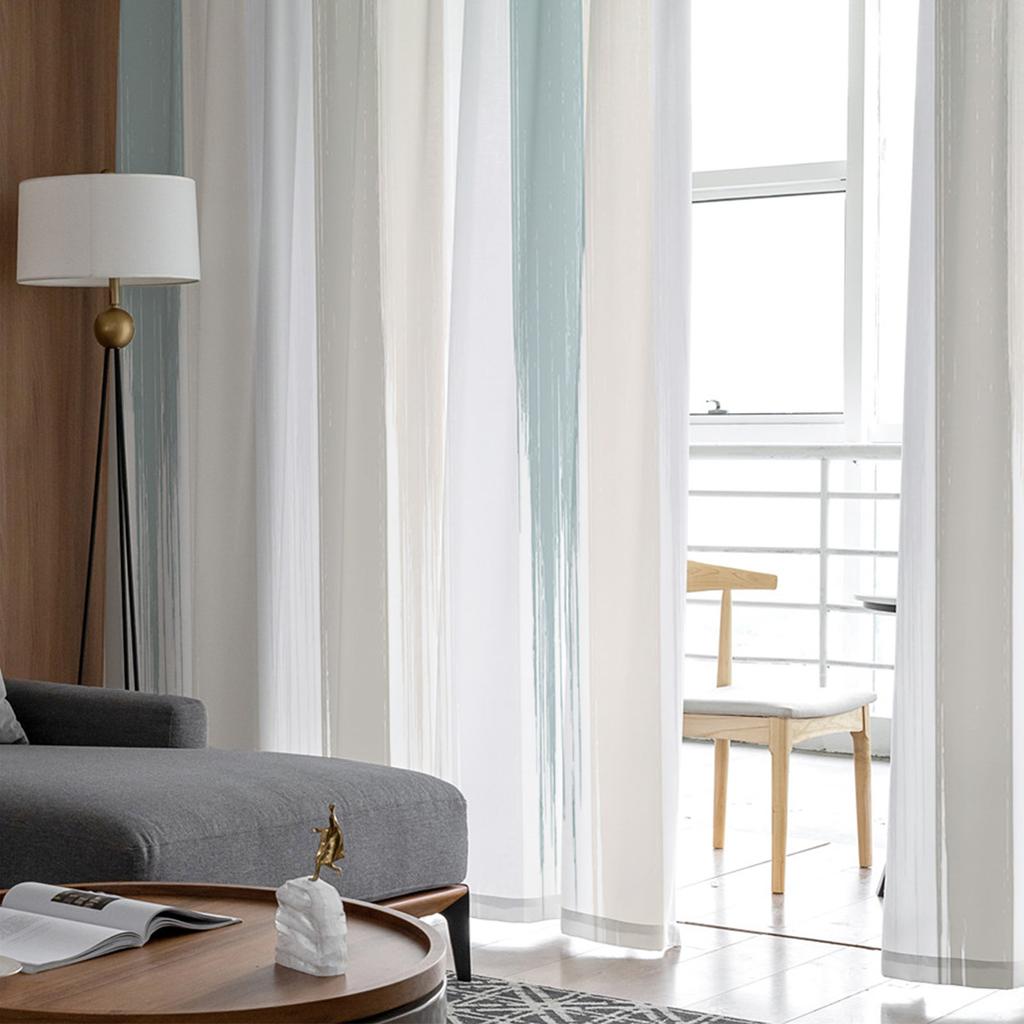 Geometrischer minimalistischer Pinsel-Voile-Vorhang für Wohnzimmerfenster, Chiffon-Tüllvorhang, Küche, Schlafzimmer, Vorhänge, Heimdekoration