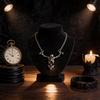 Collana Ciondolo Teschio Gotico Con Pipistrello in Lega per Moda Punk e Decorazione di Halloween