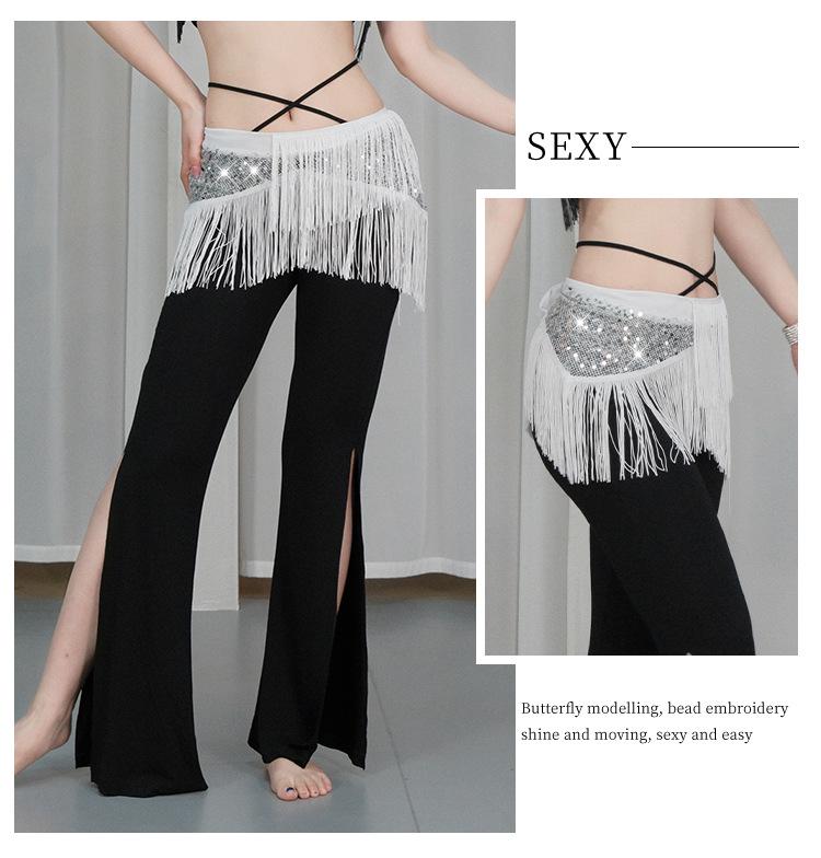 Belly Dance Sequin Tassel Hip Scarf for Stage Performance and Practice