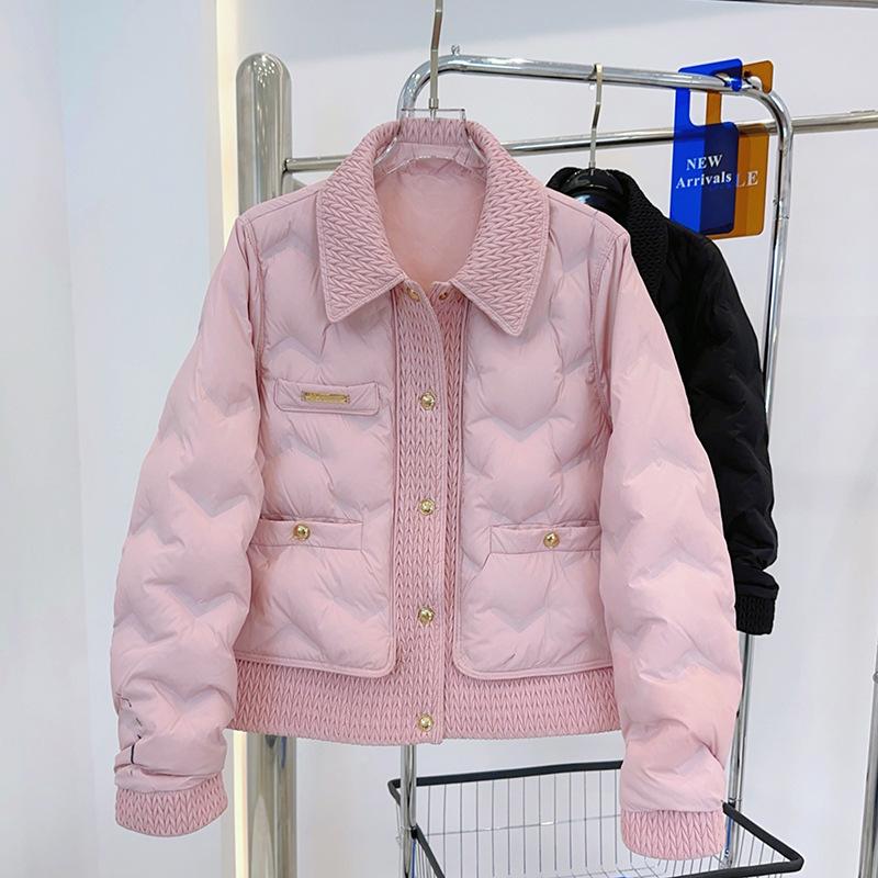 Xiaoxiangfeng Down Jacket Women's Short New Loose Lapel Pressed Glue Medium Thick Warm Winter Coat