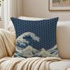 Beautiful Art Japanese Waves Anime Cushion Cover Linen Pillowcase Soft  for Sofa Bed Home Room Decor