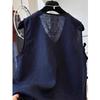 Women Linen Blend V Neck Sleeveless Tank Top With Floral Embroidery Casual Loose Fit