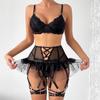 Aduloty Frauen Sexy Unterwäsche Dünne Perspektive Spitze Panel Mesh Puffy Rock Strap Kreuz Bügel Sommer Erotische Dessous Bh Set